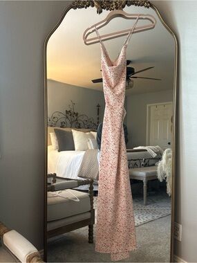 Backless Floral Slip Dress — Pink